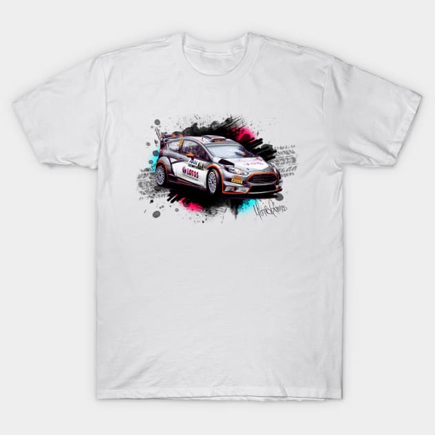 Robert Kubica's Ford Fiesta WRC T-Shirt by Mario Ramos Rally Art